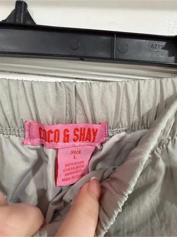 COCO & SHAY Light Gray Elastic Waist Pants large - Image 7