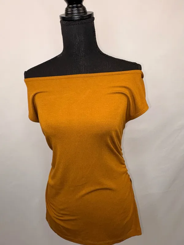 Ann Taylor Brown Short Sleeve Boatneck Top - Image 4