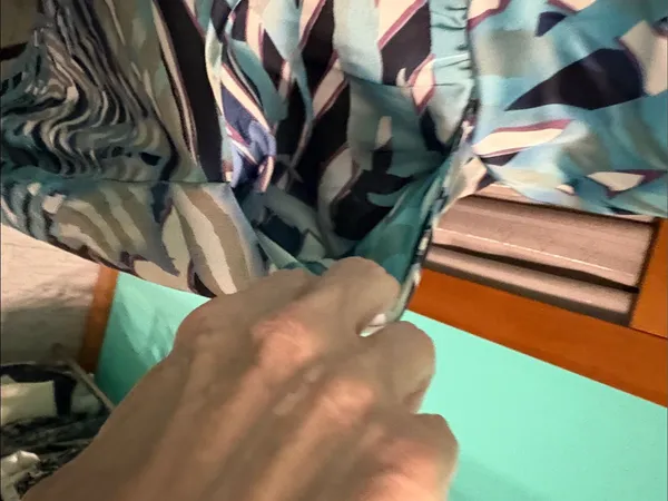 Strapless Aqua & Navy Print Maxi Dress with POCKETS! - Image 6