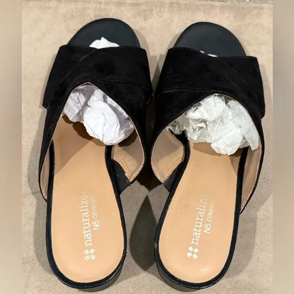 Naturalizer Arielle Black Faux Suede Crisscross‎ N5 Comfort Sandals Size 7.5M - Image 5