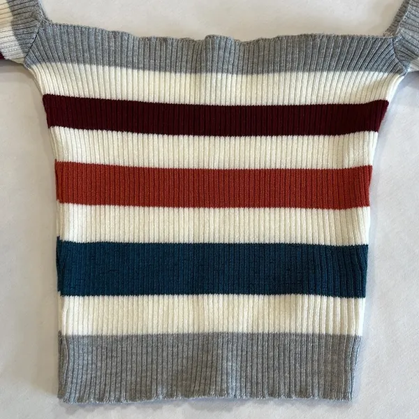 WINDSOR off the shoulder striped crop sweater  Size Medium - Image 3