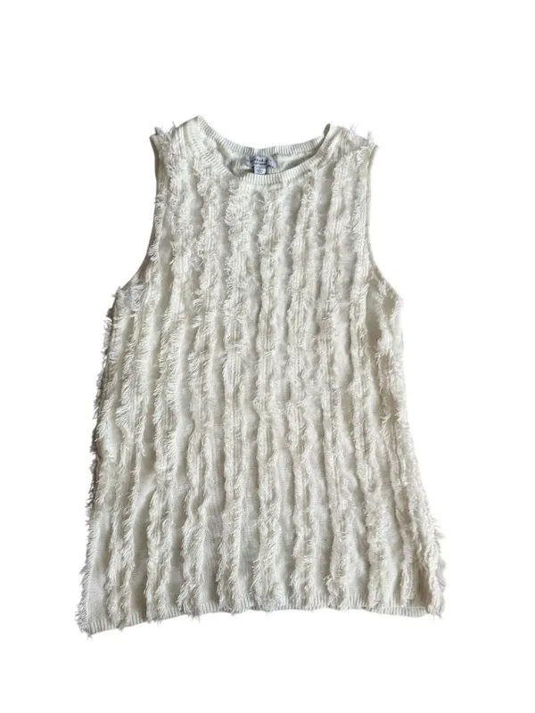 CURRENT AIR Ivory Winter White Striped Tank Top Size Large - Image 8