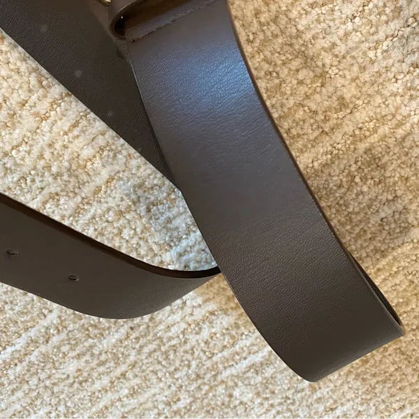 Zara Black Leather Belt with Gold Sculpted Buckle - Image 3