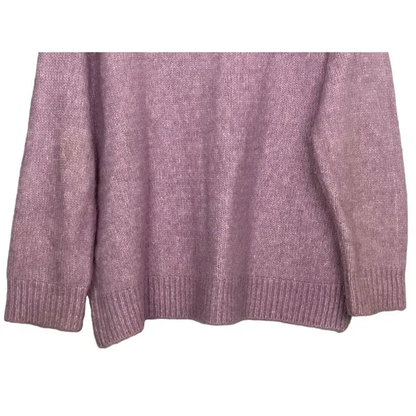 ZARA Oversized Ribbed Hem Long Sleeve Round Neck Pullover Sweater M Purple - Image 7