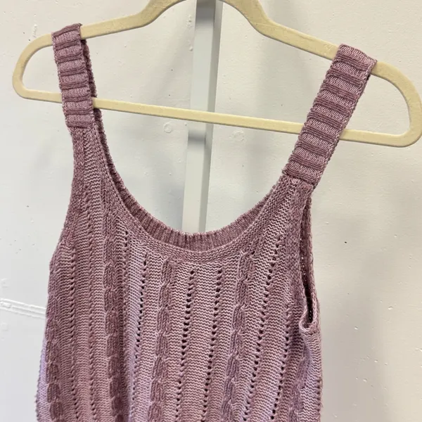 Hollister Mauve Pink Cable Knit Pointelle Cropped Tank Top Cami Small Summer - Image 3