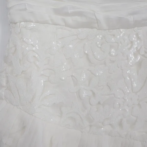 Naked Wardrobe The Statement White Sequined Lace Ruffle Mini S - Image 4