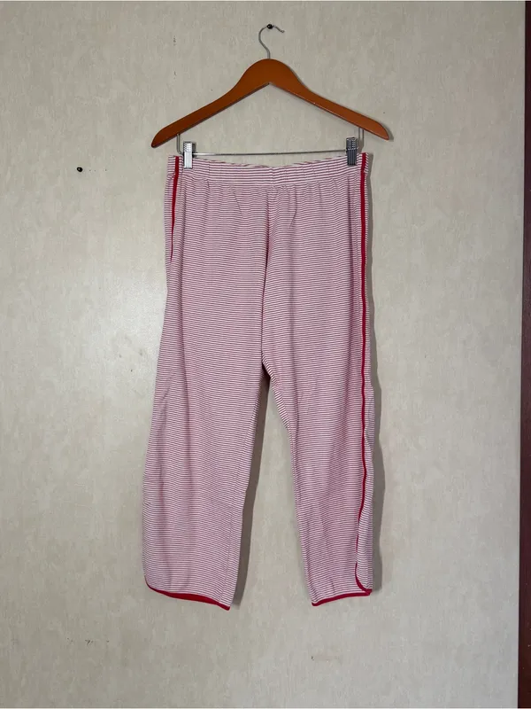 LAKE Women’s 100% Pima Cotton Classic Red Ticking Stripe Pajamas Set M - Image 6