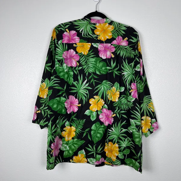 Lauren Ralph Lauren Womens Linen Floral Blouse Mandarin Collar‎ Frog Closure L - Image 5