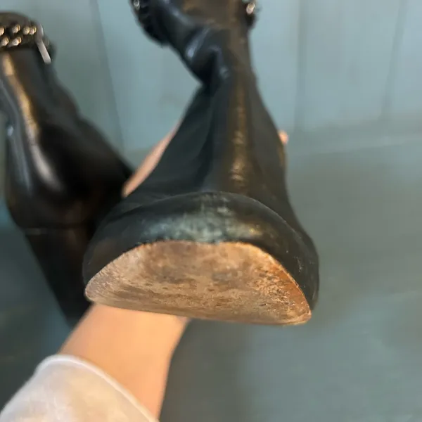 Coach Black Leather Ankle Boots with Chain Detail | Size 7 - Image 7