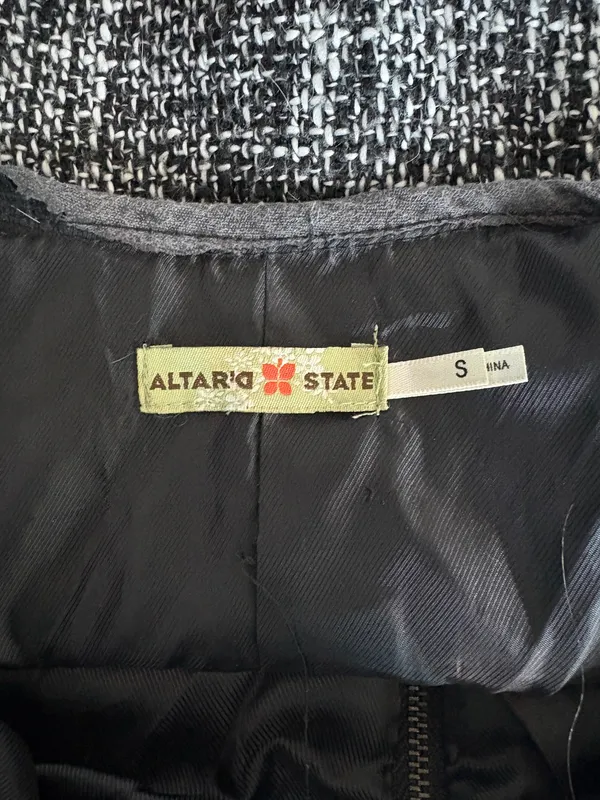 Altar'd State Black & White Tweed Blazer with Faux Leather Accents - Image 6