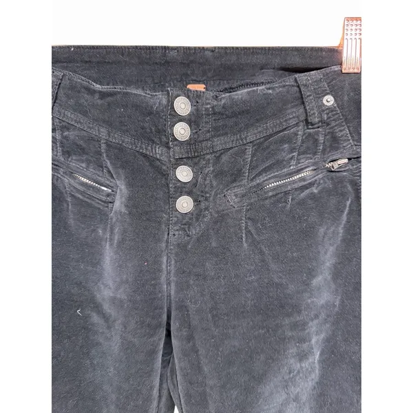 Free People Hit‎ Back Slim Flare Pants Black Velvet Women's Size 8 - Image 9