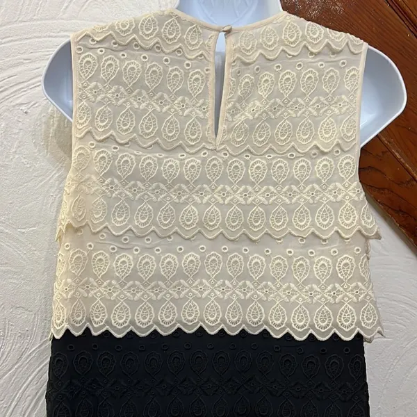 ‎joie white & black tiered eyelet dress M - Image 3