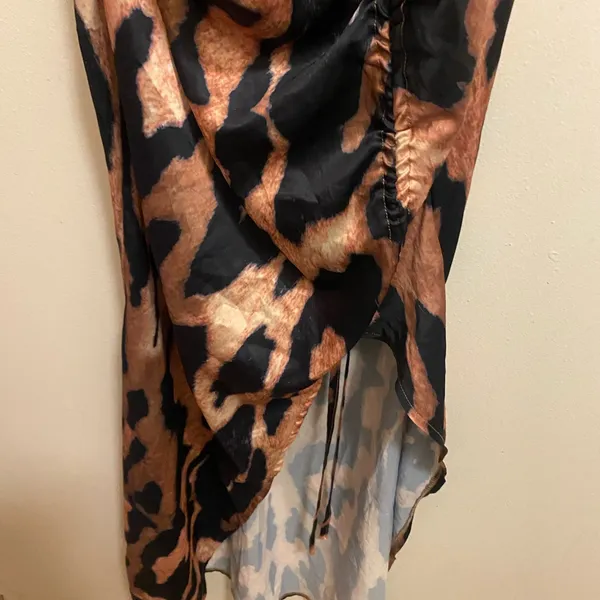 Pretty Litte Thing Womens Satin Tank Maxi Dress Size 4 Leopard Print Cutout NWT - Image 5