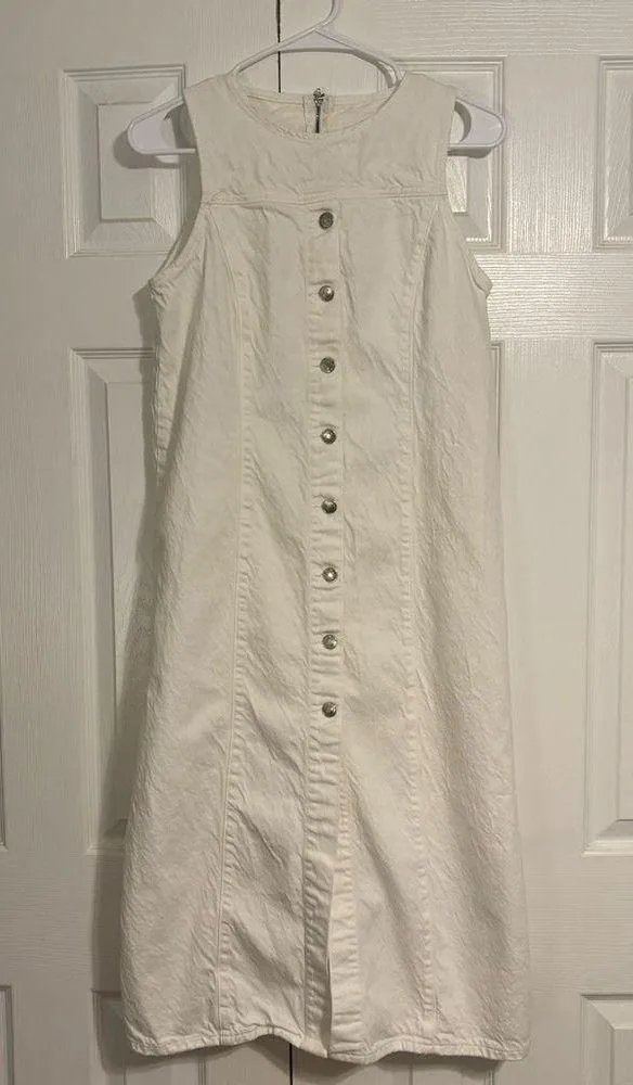 ZARA White Denim Midi Dress - Image 3
