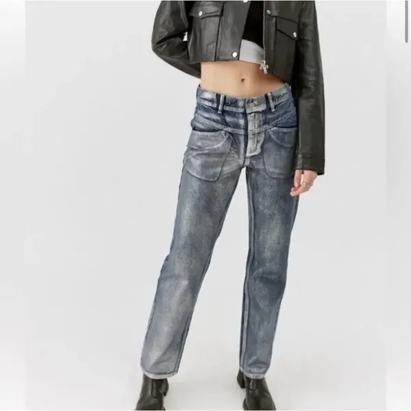 BDG Urban Outfitters Straight Leg‎ Cowboy Jean Metallic Mid Rise Women's Size 25 - Image 2