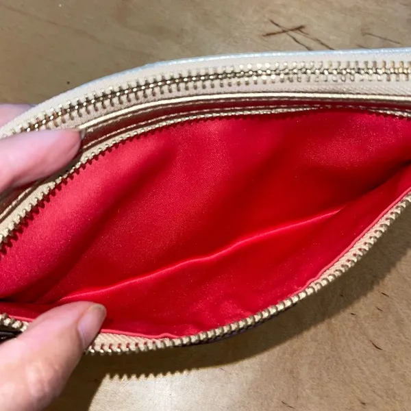 Coach Leather Wristlet Metallic‎ Gold Triple Zippy Pocket - Image 6