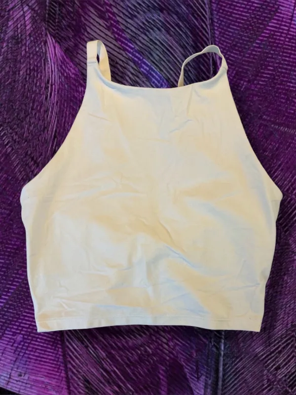 Athleta White High Neck Cutout Crop Sports Bra Tank Top Size Small - Image 6