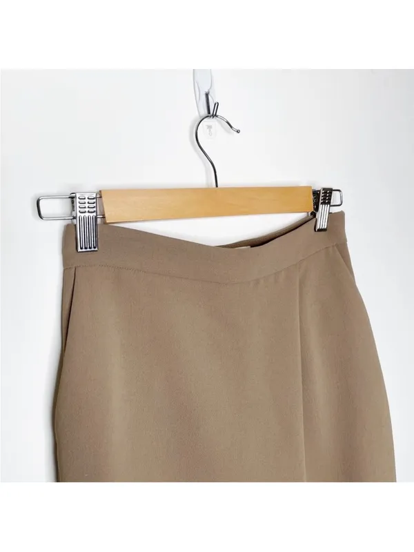 Aritzia Wilfred Asymmetrical Draped Japanese Crepe Wide Leg Trouser Tan Size 2 - Image 2
