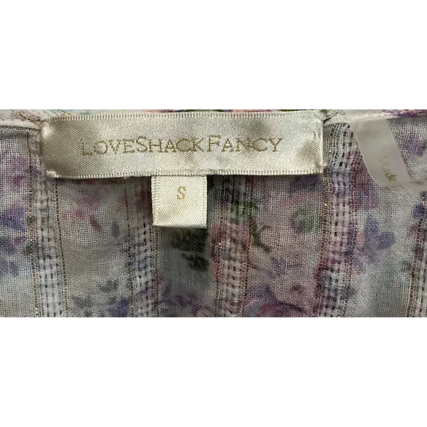 Love Shack Fancy Shanely Mini Dress Positano Blue Floral Smocked‎ Cotton S - Image 7