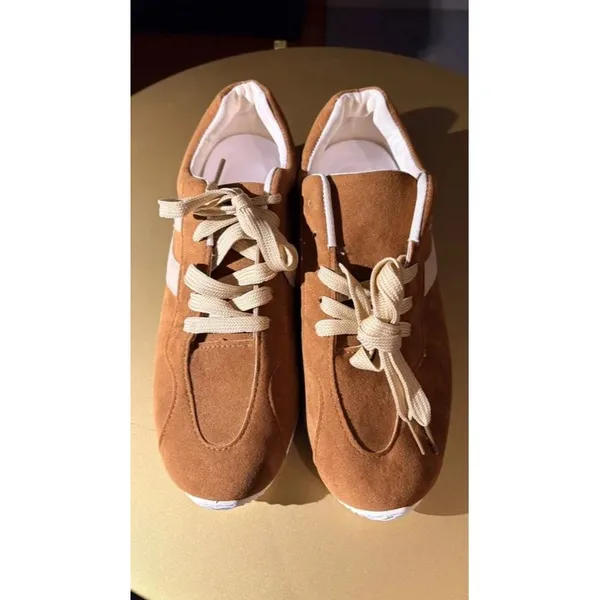 New Brown Faux Suede Sneakers Sz 9 - Image 4