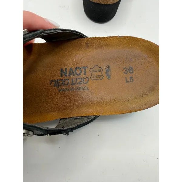 Naot Marissa Leather‎ Sandal Women 6 Black Rhinestone Medallion Slide Leather - Image 10