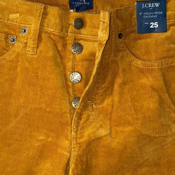 NWT J.Crew 9” High Rise Skinny Corduroy High Rise Jeans Mustard Yellow - Image 7