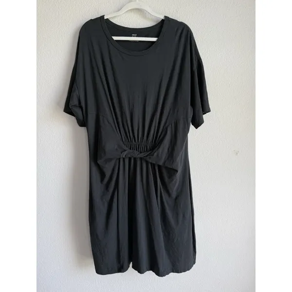 Aerie Women's XL Black Casual‎ T-Shirt Dress Ruched Waist Short Sleeve Casual - Image 6