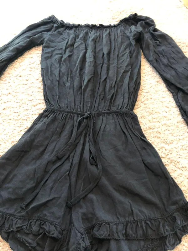 Brandy Melville Black off the shoulder long sleeve romper washed once - Image 3