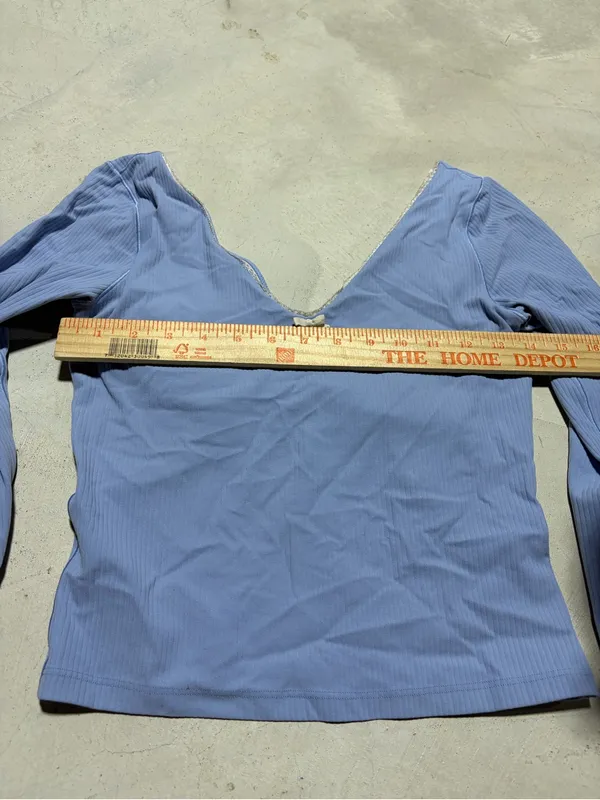 Aerie offline long sleeve ribbed cropped shirt blue small - Image 4