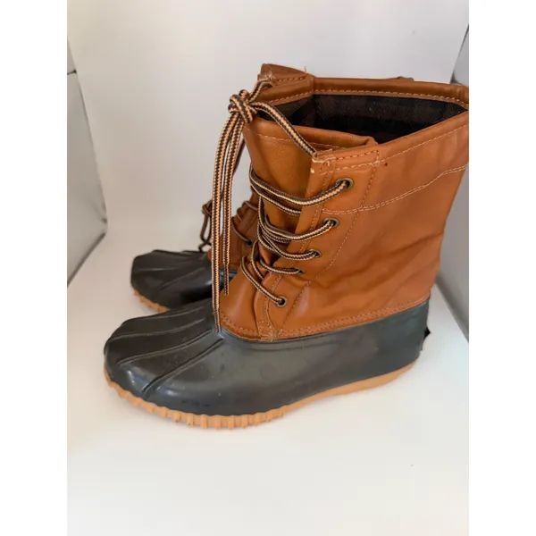 Sporto Arianna Duck Boots Womens 6.5M Brown Black Faux Fur Lined Waterproof Rain - Image 4