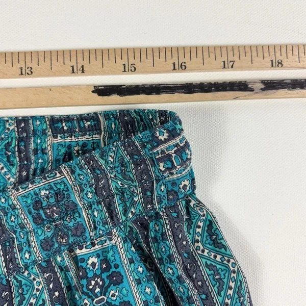 Calypso St. Barth Pants Womens Medium Blue Silk Crepe Jogger Beaded Tassel Print - Image 6