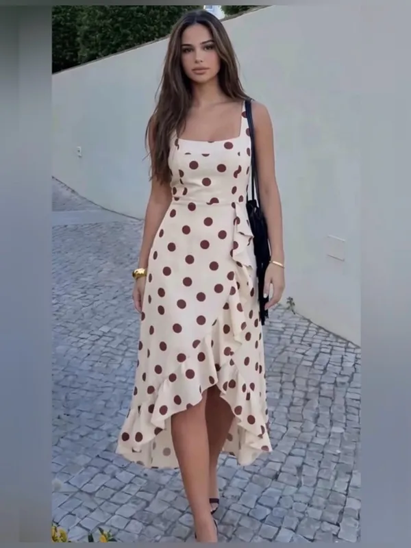 Zara linen blend polka dot midi dress - Image 2