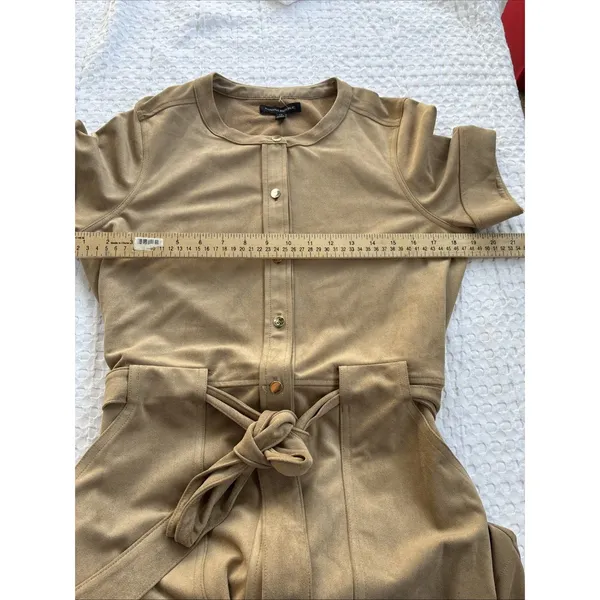 Banana Republic Womens Shirt Dress Tan Suede Short Sleeve Size 12 NWT - Image 6