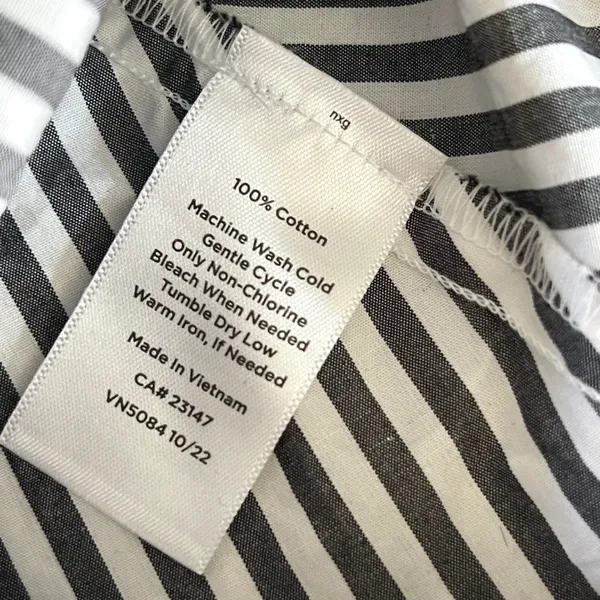 Talbots Shirt Dress Womens 2P Gray White Striped Preppy Cotton Fit Flare Pockets - Image 8