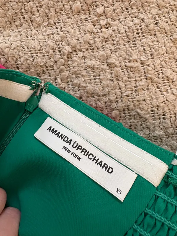 Amanda Uprichard Green Mally Midi Dress with Ruffle - Image 5