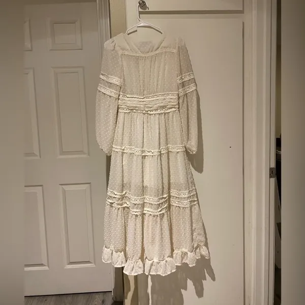 Urban outfitters kimchi blue White Long Sleeve button up fairy Dress,size S - Image 6