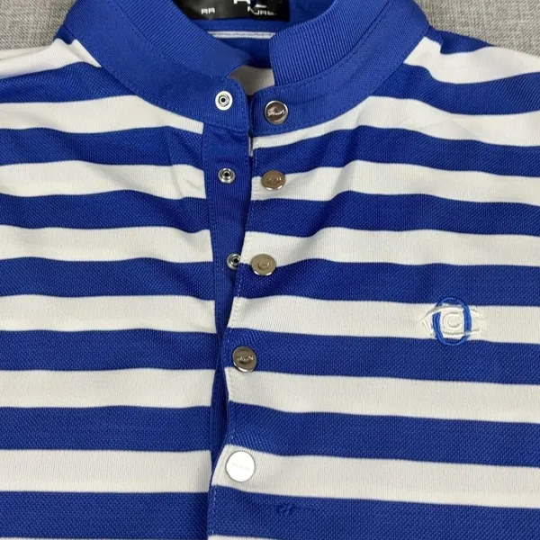 RLX Ralph Lauren Polo Womens S Blue Striped Short‎ Sleeve Collared Snap - Image 7