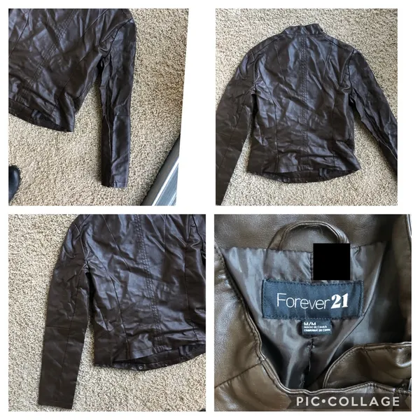 Forever 21 Brown leather jacket Sz M ❤️ - Image 8