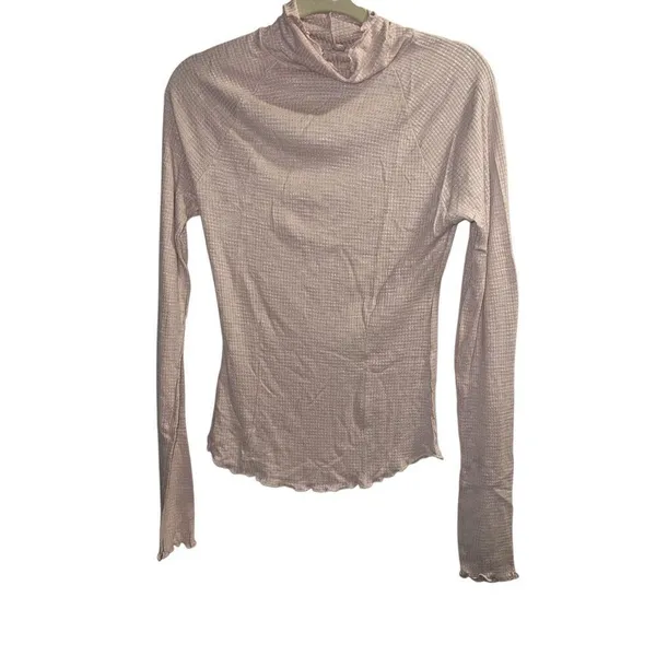 Free People ✨ PINK BALLET TURTLENECK LONG SLEEVE MAKE IT EASY THERMAL TEE SZ L TOP✨ - Image 5