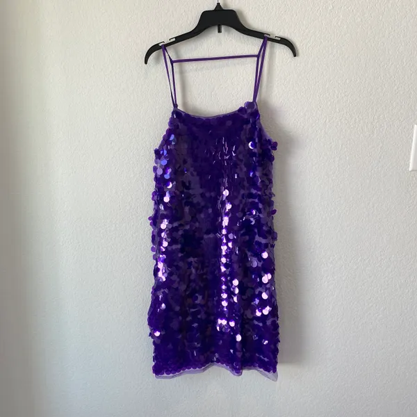 Topshop Sequin Disc Mini Dress in Purple Size 2 NWT - Image 2
