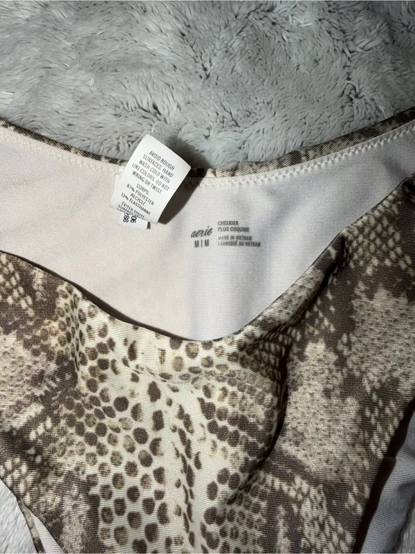 aerie Brown & Cream Snake-Print Bikini Top - Image 2