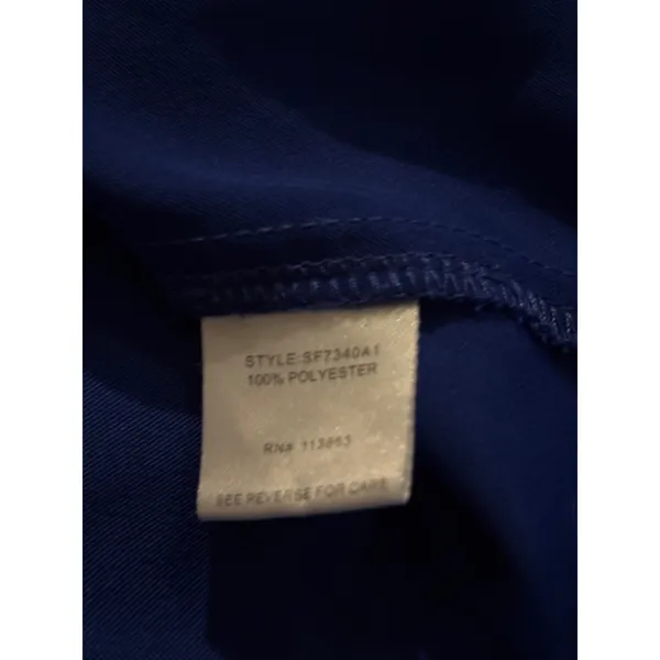 Hawthorn Blue V Neck 3/4 Sleeve Laser‎ Cut Detail Blouse Women Large - Image 9