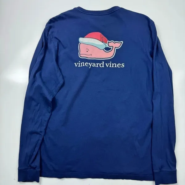 Vineyard‎ Vines Happy Holidays Long Sleeve T-Shirt Size Medium - Image 2