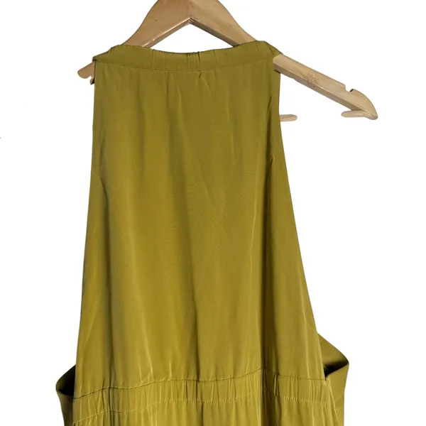 Tibi Eco Silk Yellow Sleeveless Halter Flounce Shift Midi Dress Size 8 - Image 9