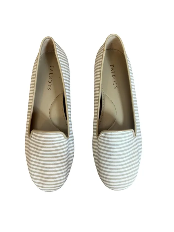 Talbots Cloth Tan White Striped Zelda Ballet Flats Womens Size 7 - Image 5