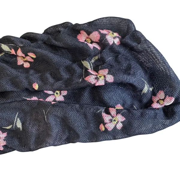 AFRM Black Floral Off the Shoulder Mesh Top MEDIUM Ruched Sheer Bodycon Pink $68 - Image 11