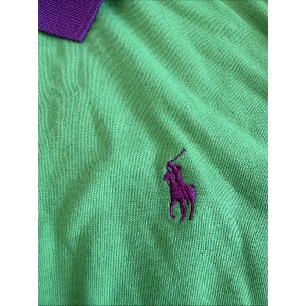 Vintage Polo Ralph Lauren Green purple Polo Shirt Womens Sz S Preppy Y2K Classic - Image 4
