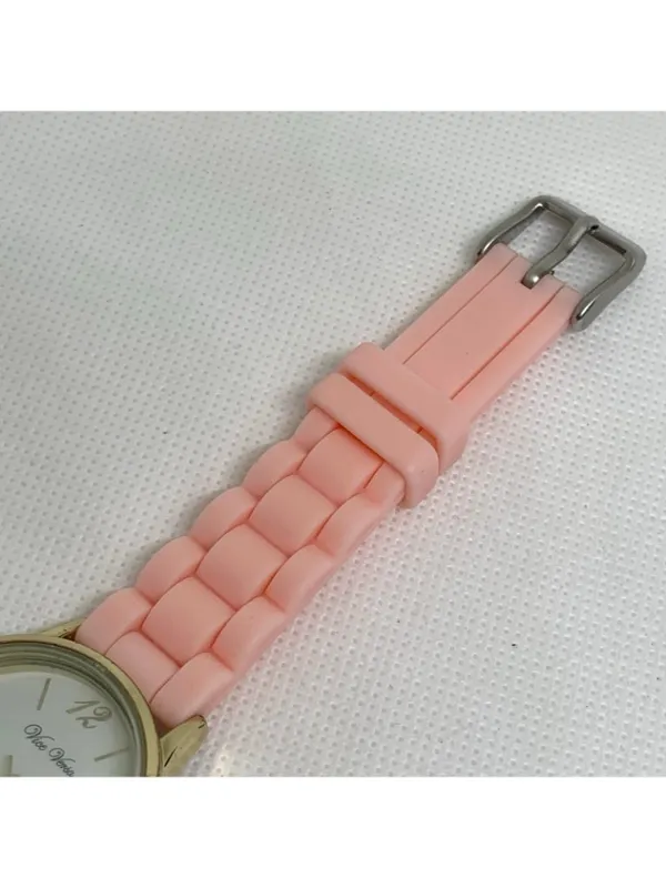 Vice Versa women Floating blue Stones Watch gold toned 30mm quartz pink running - Image 5