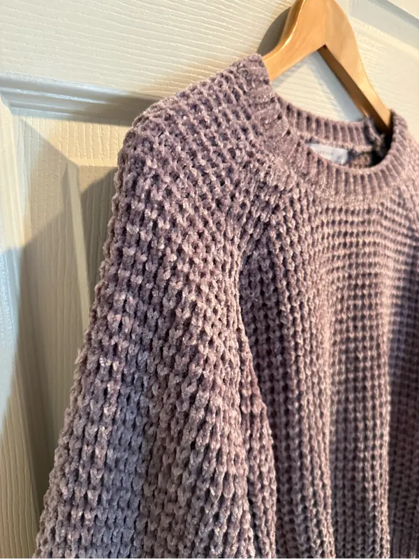 Altar'd State Mauve Waffle-Knit Crew Sweater - Image 4