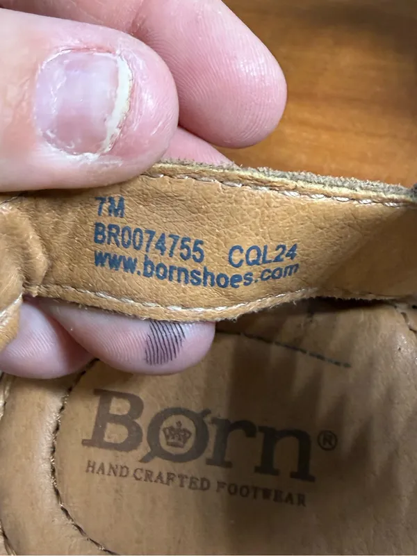 Born Tan Green Slingback Elastic Flat‎ Sandal Leather Suede Comfort Summer W7 - Image 8